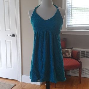 Victoria's Secret Women’s NWOT Teal Blue Green Crochet Lace Cover-Up Dress XS